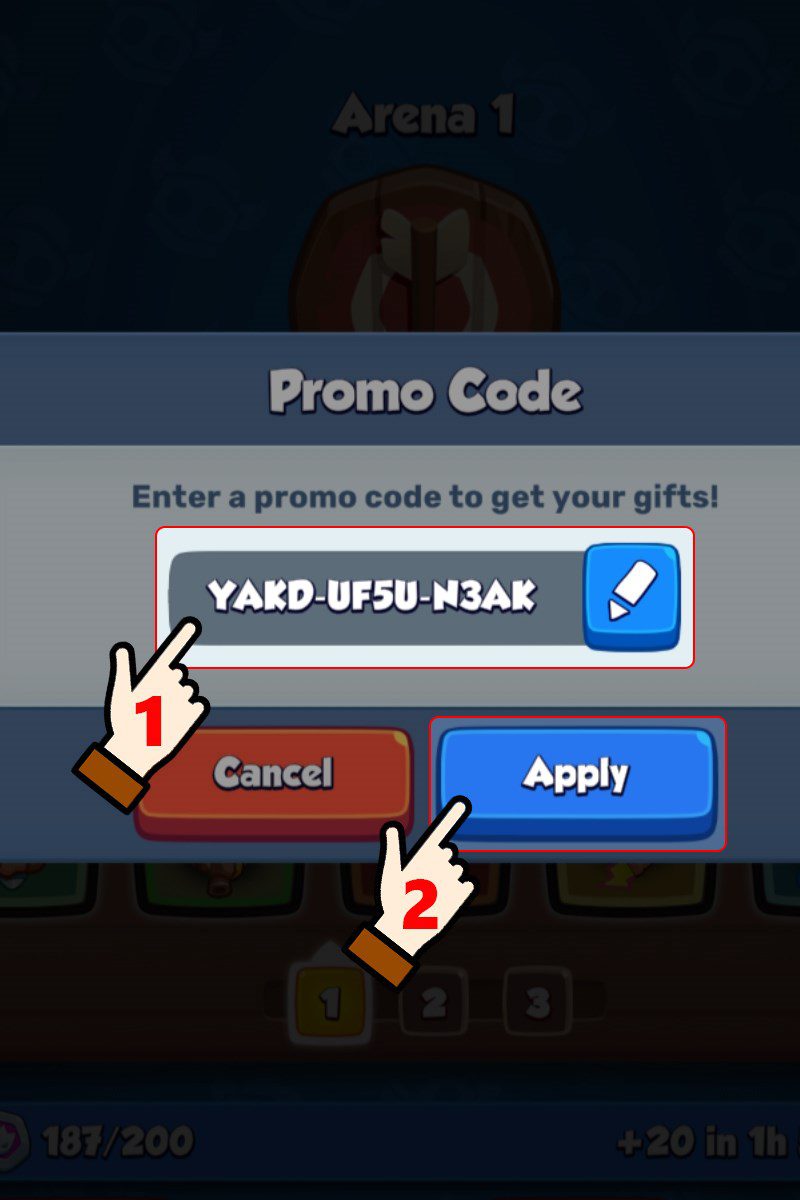 Enter the code in the blank box > Click Apply