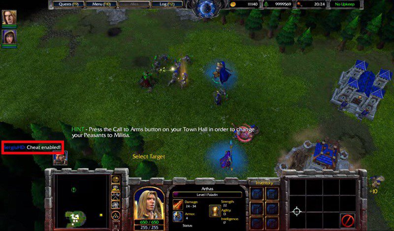 How to enter the Warcraft 3 cheat code