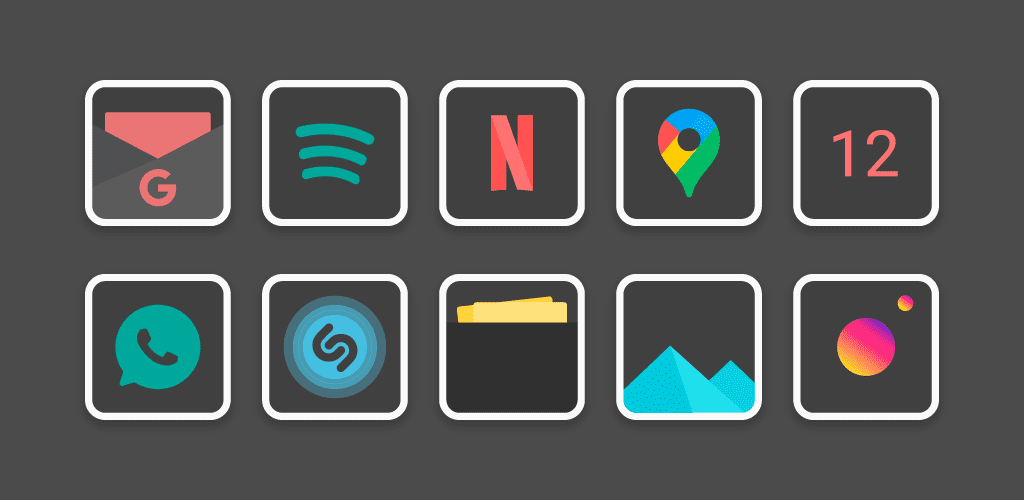 flat dark square icon pack cover