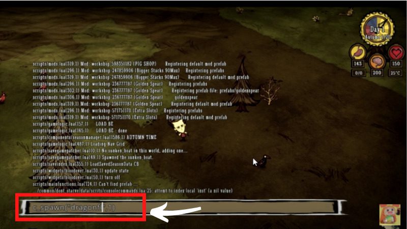 How to enter the cheat code Don't Starve