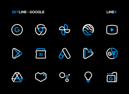 SkyLine Icon Pack : LineX Blue 5.1 Apk for Android 3